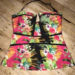 Floral Hawaiian tankini swim top